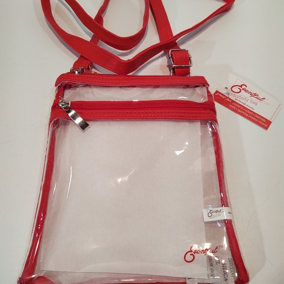 Eventful Cross Body Transparent Bag Red Trim - Picture 2 of 3